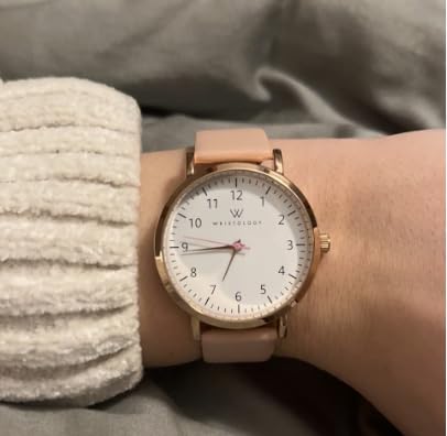 Olivia Numbers Leather Watch in Rose Gold with Pink leather band, 38mm