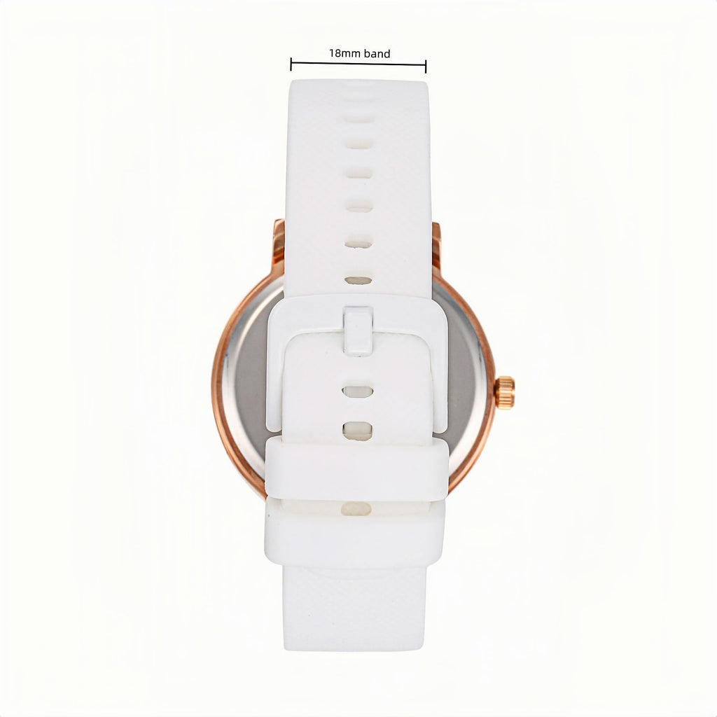 Olivia Numbers Silicone Watch in Rose Gold with White silicone band, 38mm