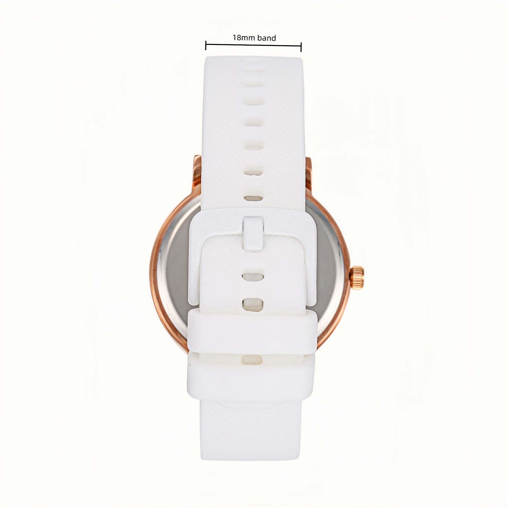 Olivia Numbers Silicone Watch in Rose Gold with White silicone band, 38mm