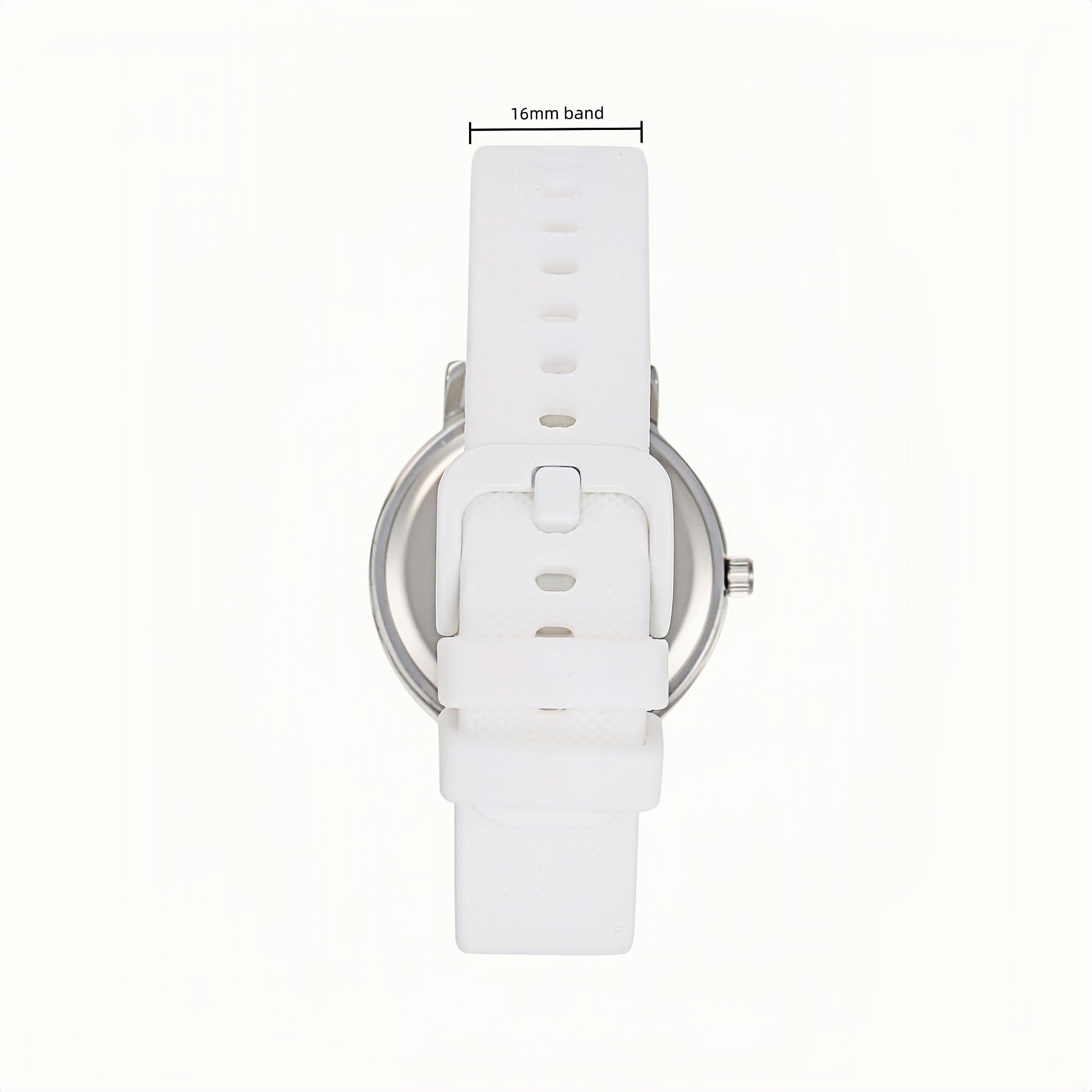 Olivia Numbers Silicone Watch in Silver with White silicone band, 34mm