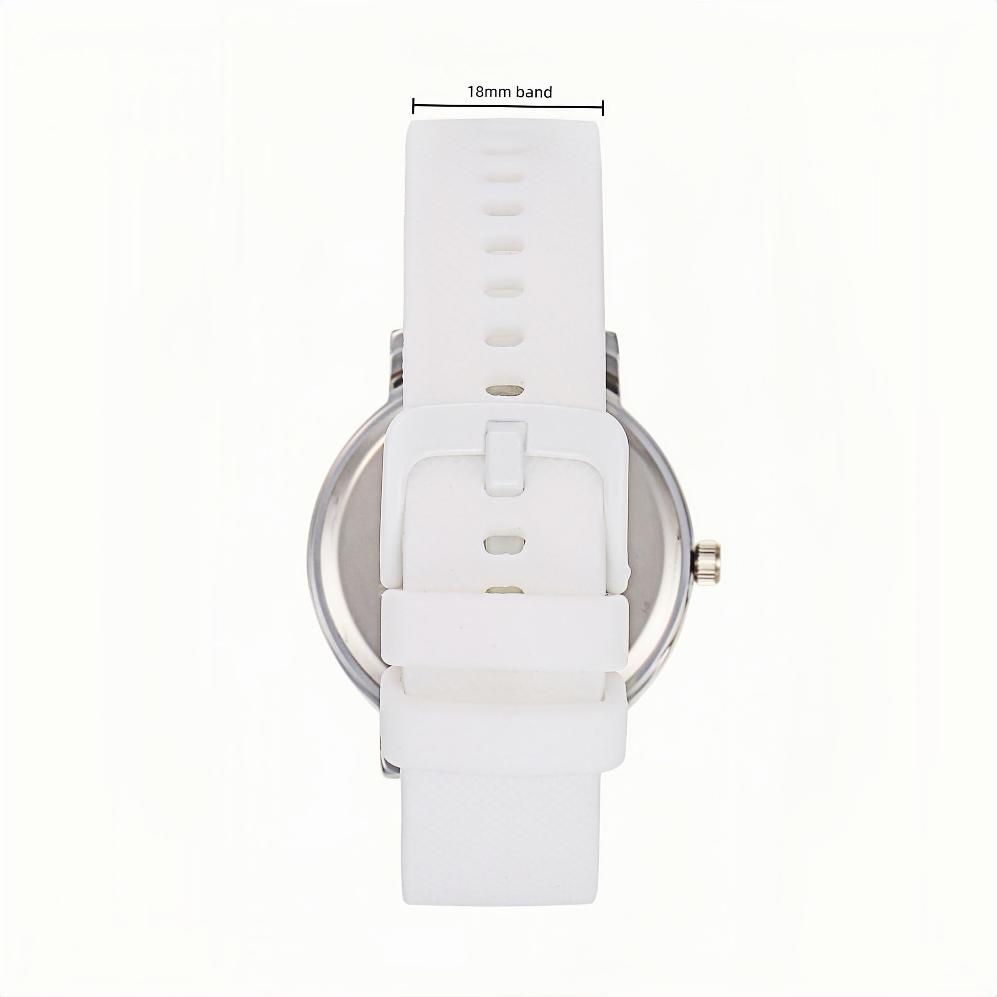 Olivia Numbers Silicone Watch in Silver with White silicone band, 38mm