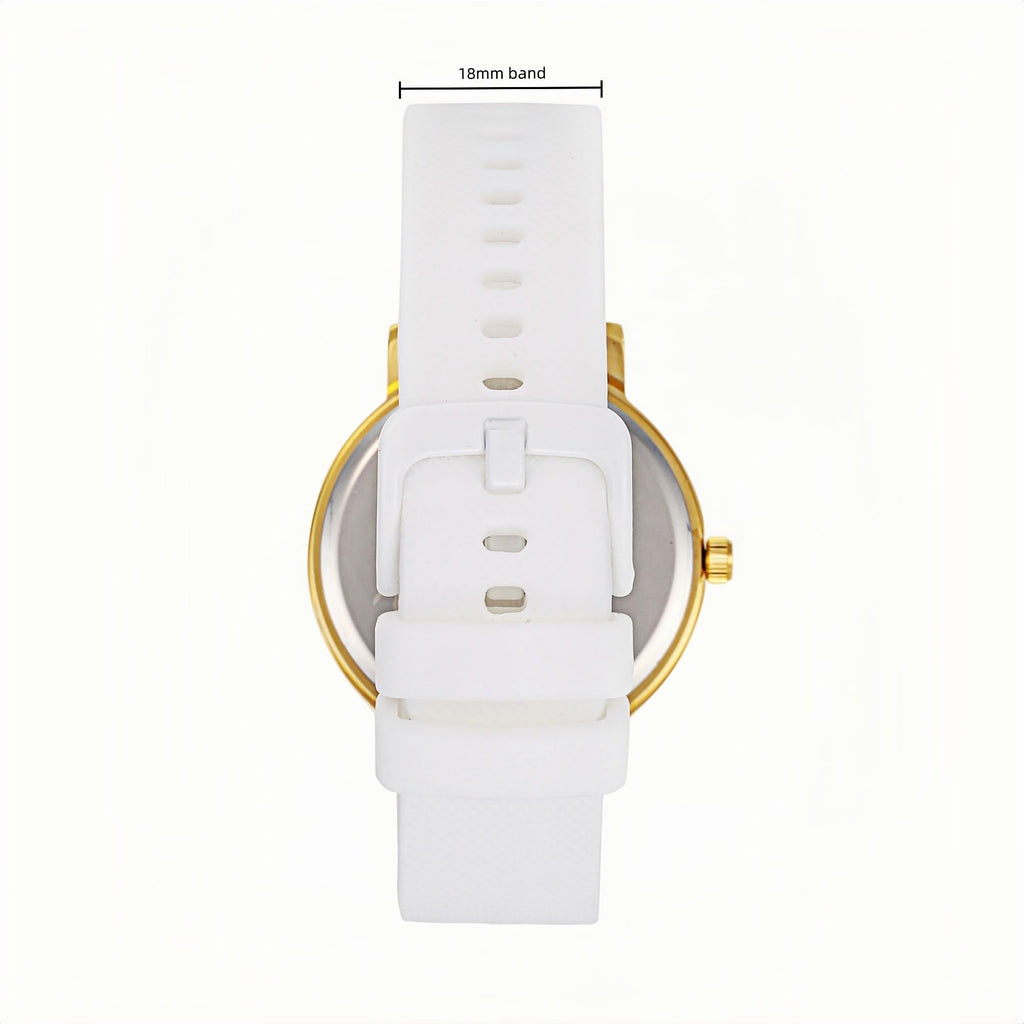 Olivia Numbers Silicone Watch in Gold with White silicone band, 38mm