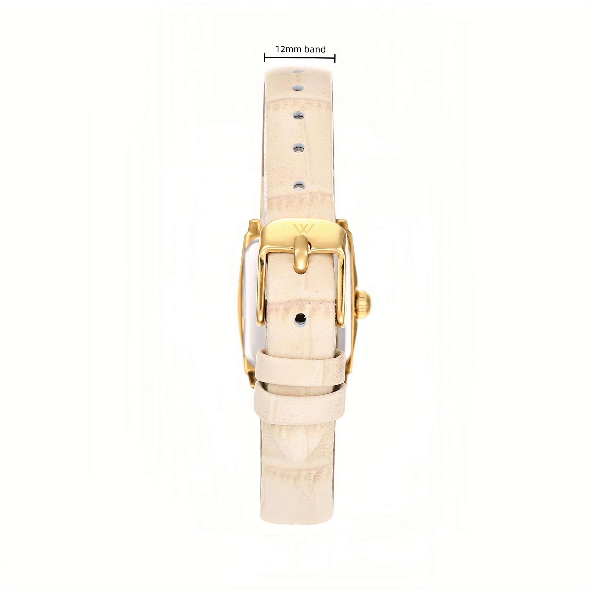 Ruth Oval Watch in Gold with Beige leather band, 19mm