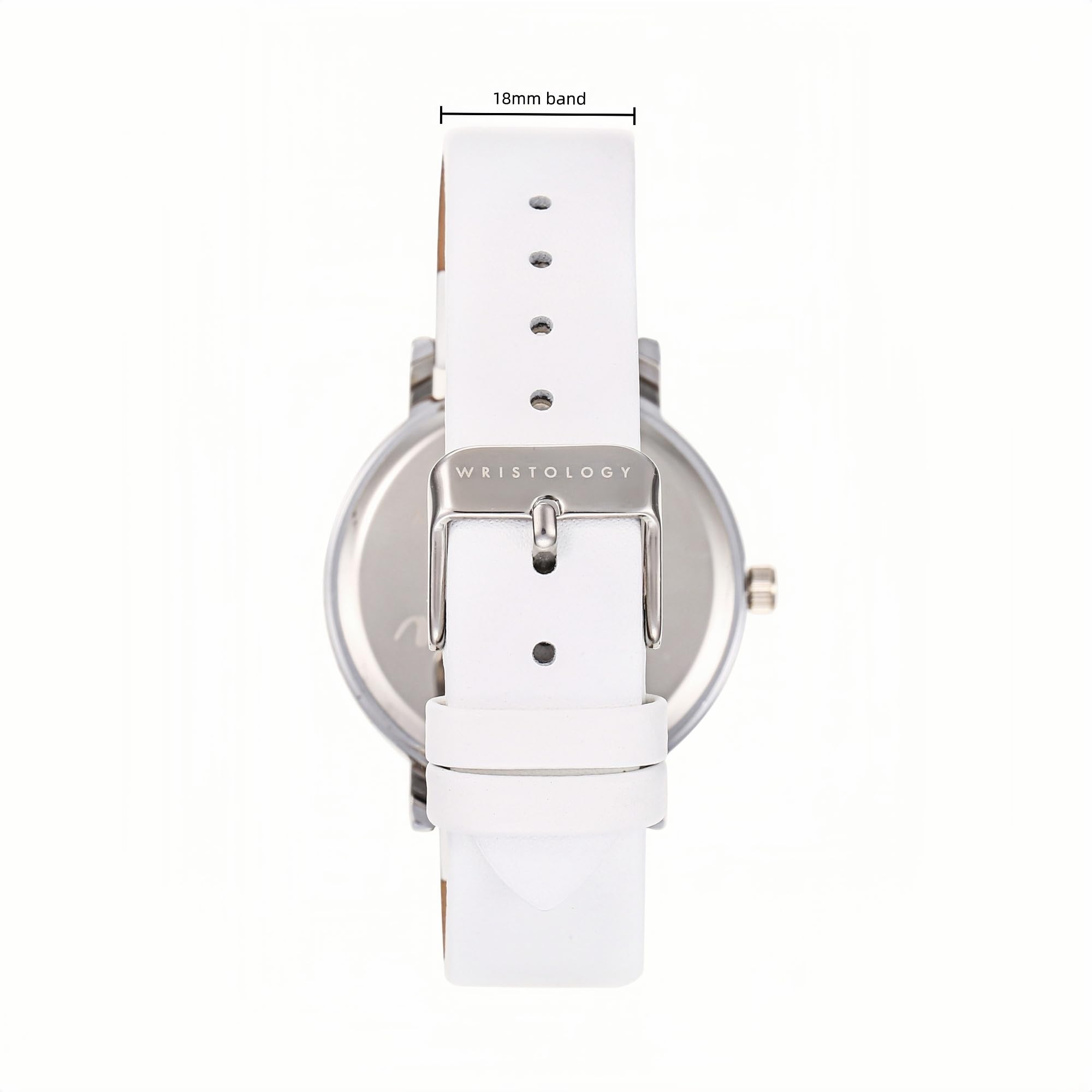 Olivia Numbers Leather Watch in Silver with White leather band, 38mm