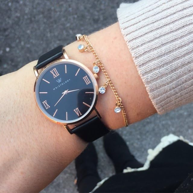 Stella Mesh Watch in Rose Gold with Black metal mesh band, 38mm