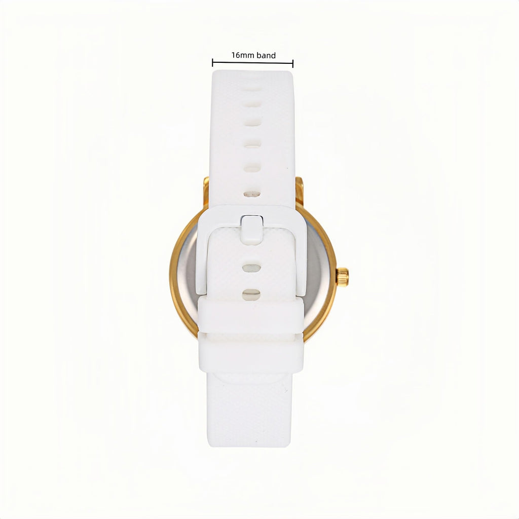 Olivia Numbers Silicone Watch in Gold with White silicone band, 34mm