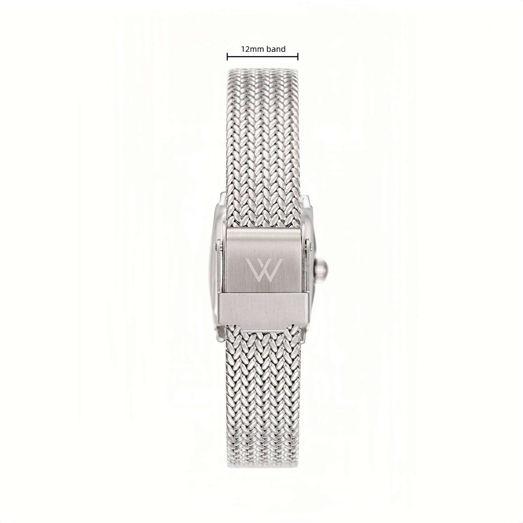 Ruth Oval Watch in Silver with Silver metal mesh band, 19mm