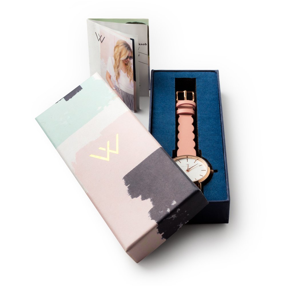 Olivia Numbers Leather Watch in Gold with Brown leather band, 34mm