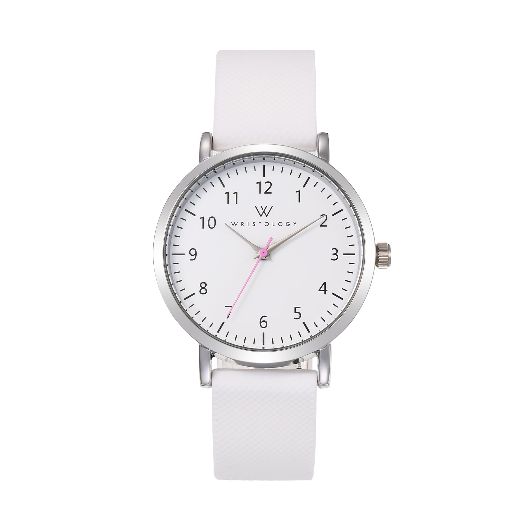 Olivia Numbers Silicone Watch in Silver with White silicone band, 38mm