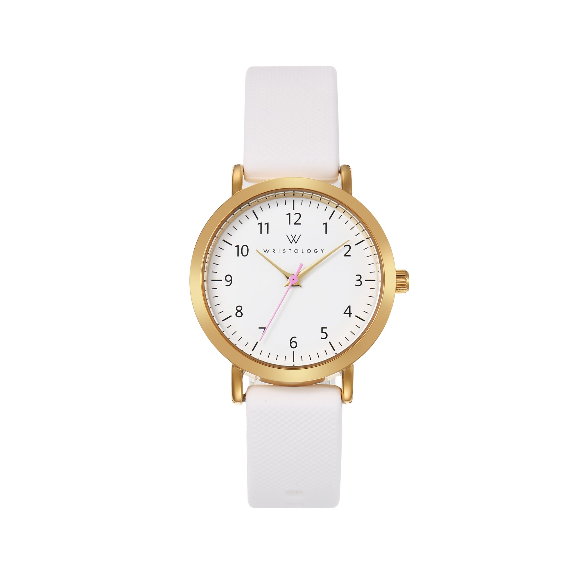 Olivia Numbers Silicone Watch in Gold with White silicone band, 34mm