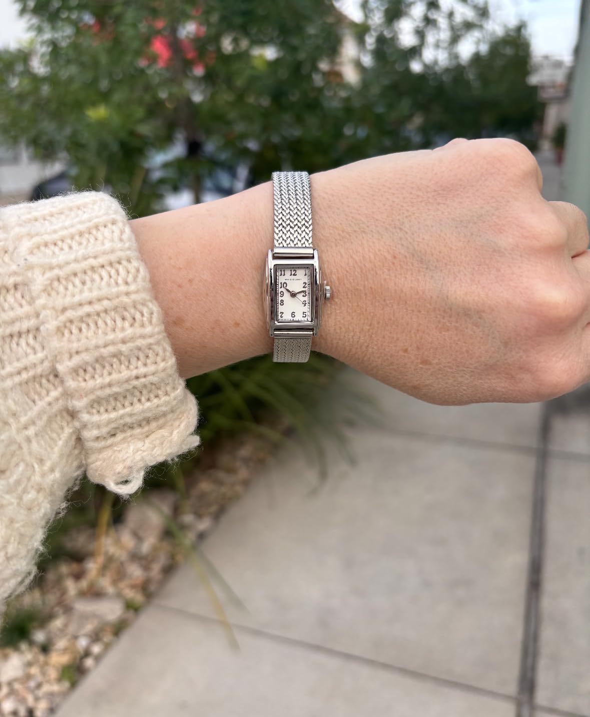 Ruth Oval Watch in Silver with Silver metal mesh band, 19mm