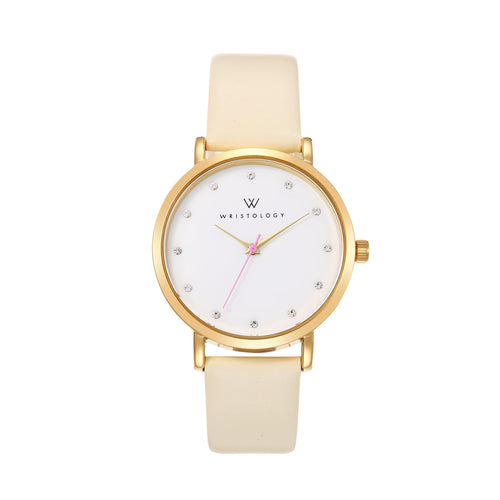 Olivia Crystal Watch - Maxi (38mm) / Gold / Beige
