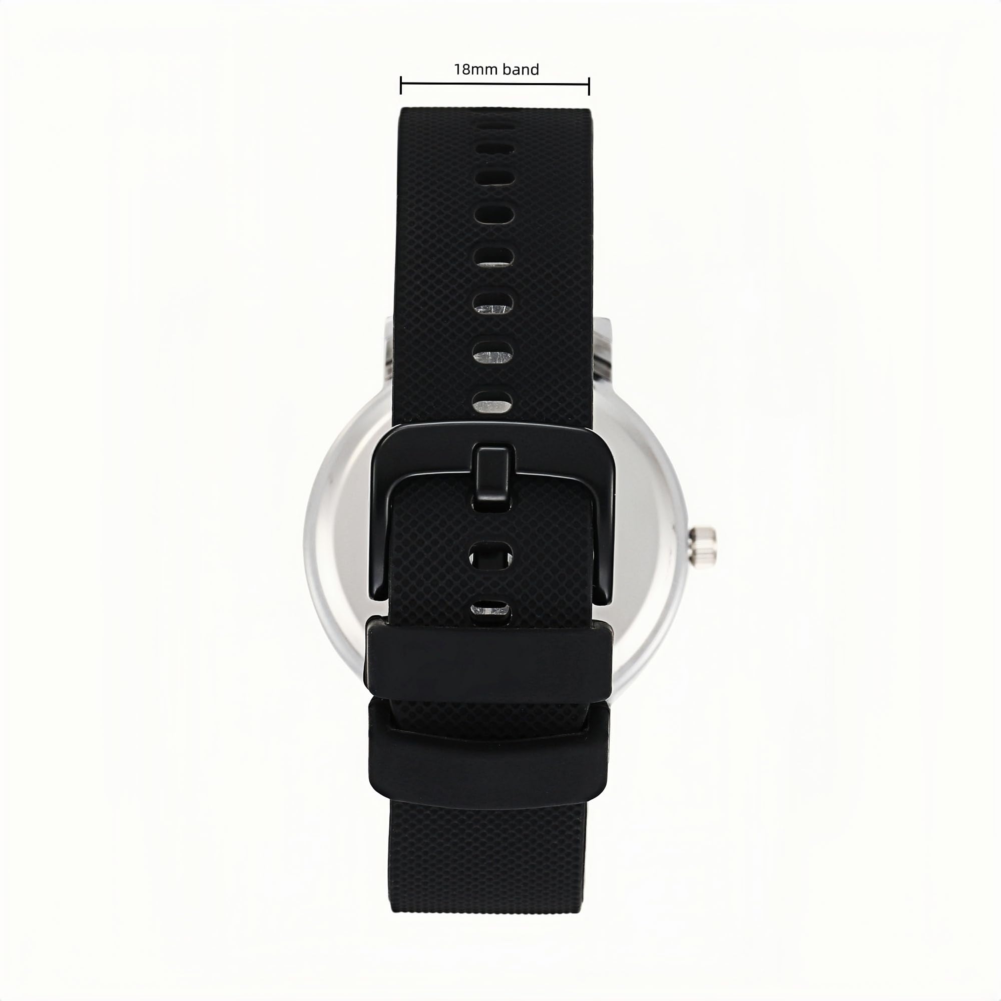 Olivia Numbers Silicone Watch in Silver with Black silicone band, 38mm