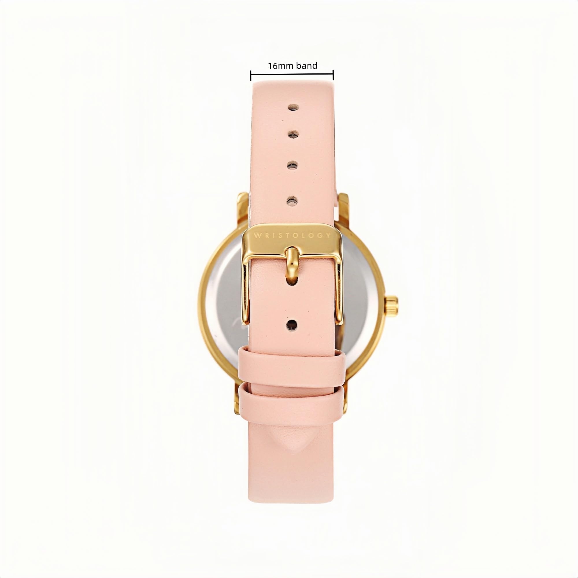 Olivia Numbers Leather Watch in Gold with Pink leather band, 34mm