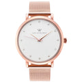 Olivia Crystal Watch in Rose Gold with Rose Gold metal mesh band, 38mm
