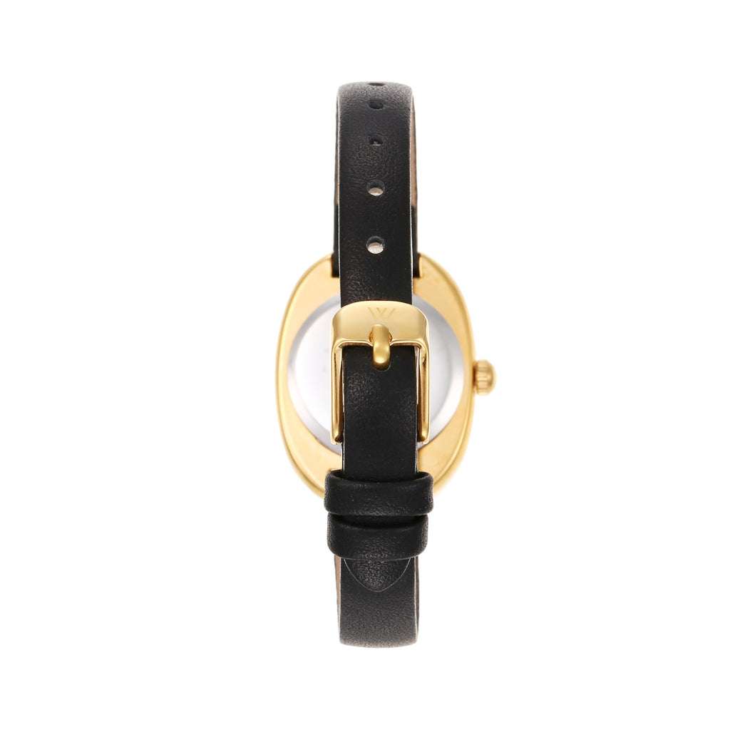 Michelle Oval Watch in Gold with Black leather band, 24mm