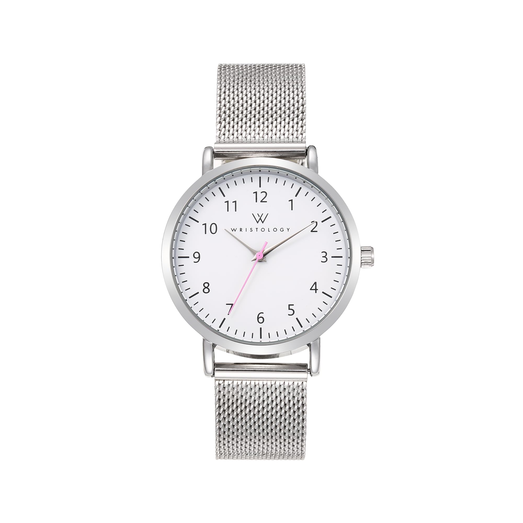 Olivia Numbers Metal Mesh Watch in Silver with Silver metal mesh band, 34mm