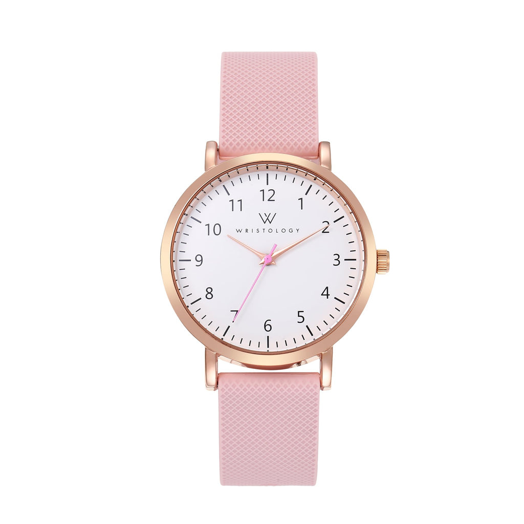 Olivia Numbers Silicone Watch in Rose Gold with Pink silicone band, 38mm