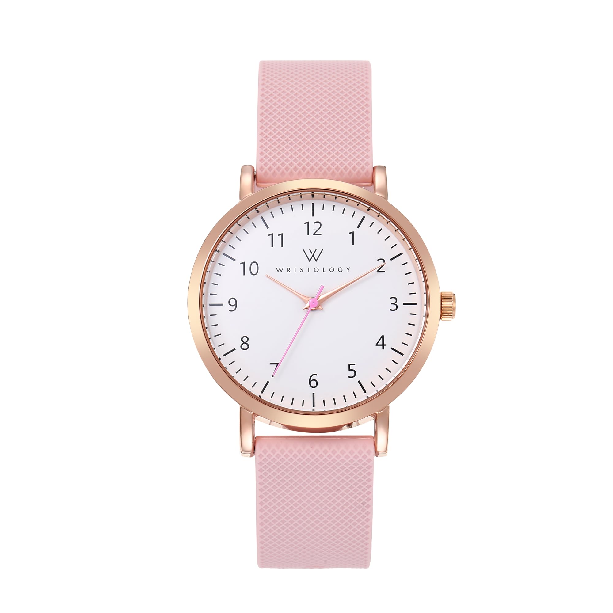 Olivia Numbers Silicone Watch in Rose Gold with Pink silicone band, 38mm
