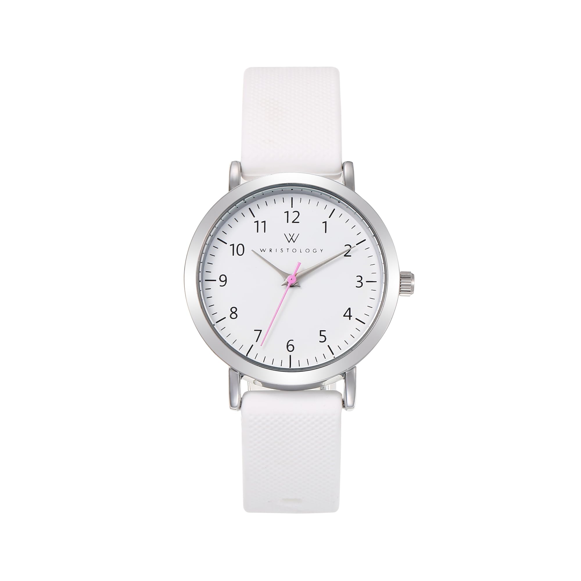 Olivia Numbers Silicone Watch in Silver with White silicone band, 34mm