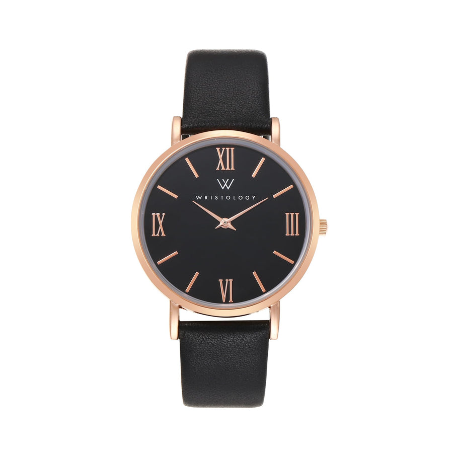 Stella Mesh Watch in Rose Gold with Black metal mesh band, 38mm