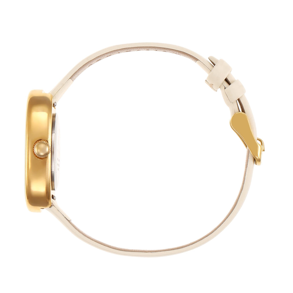 Michelle Oval Watch in Gold with Beige leather band, 24mm