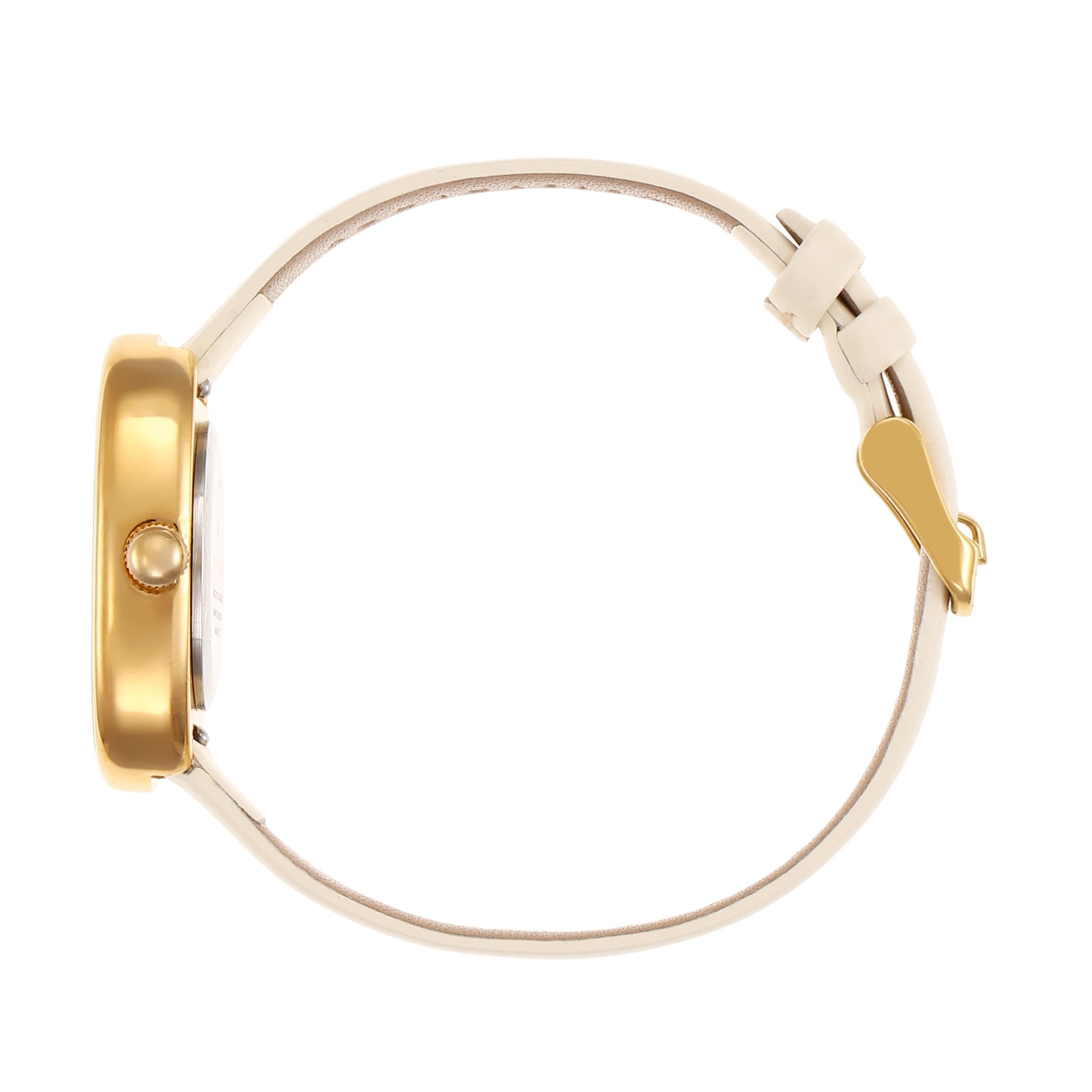 Michelle Oval Watch in Gold with Beige leather band, 24mm