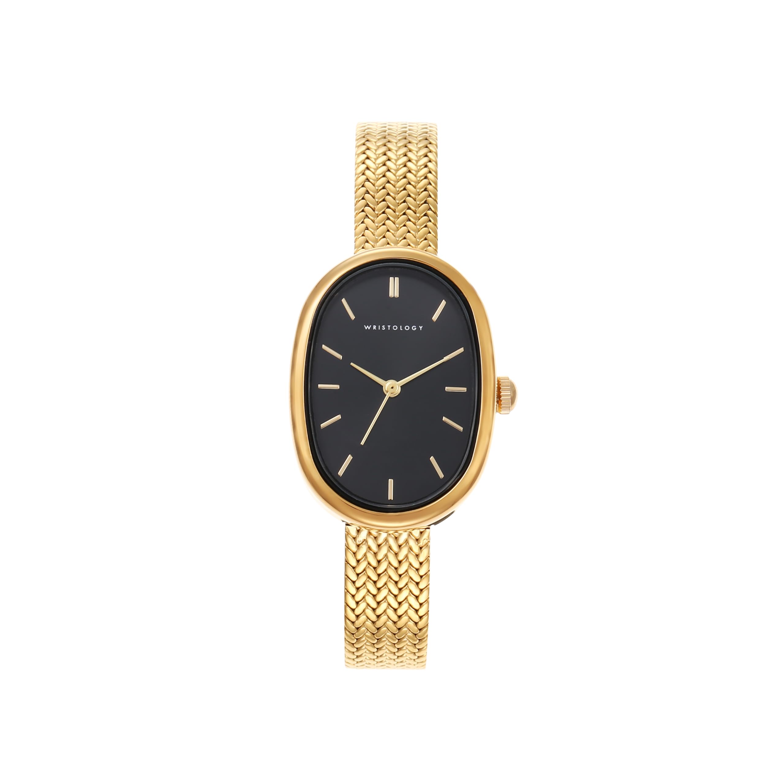 Michelle Oval Watch in Gold with Gold metal mesh band, 24mm
