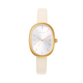 Michelle Oval Watch in Gold with Beige leather band, 24mm
