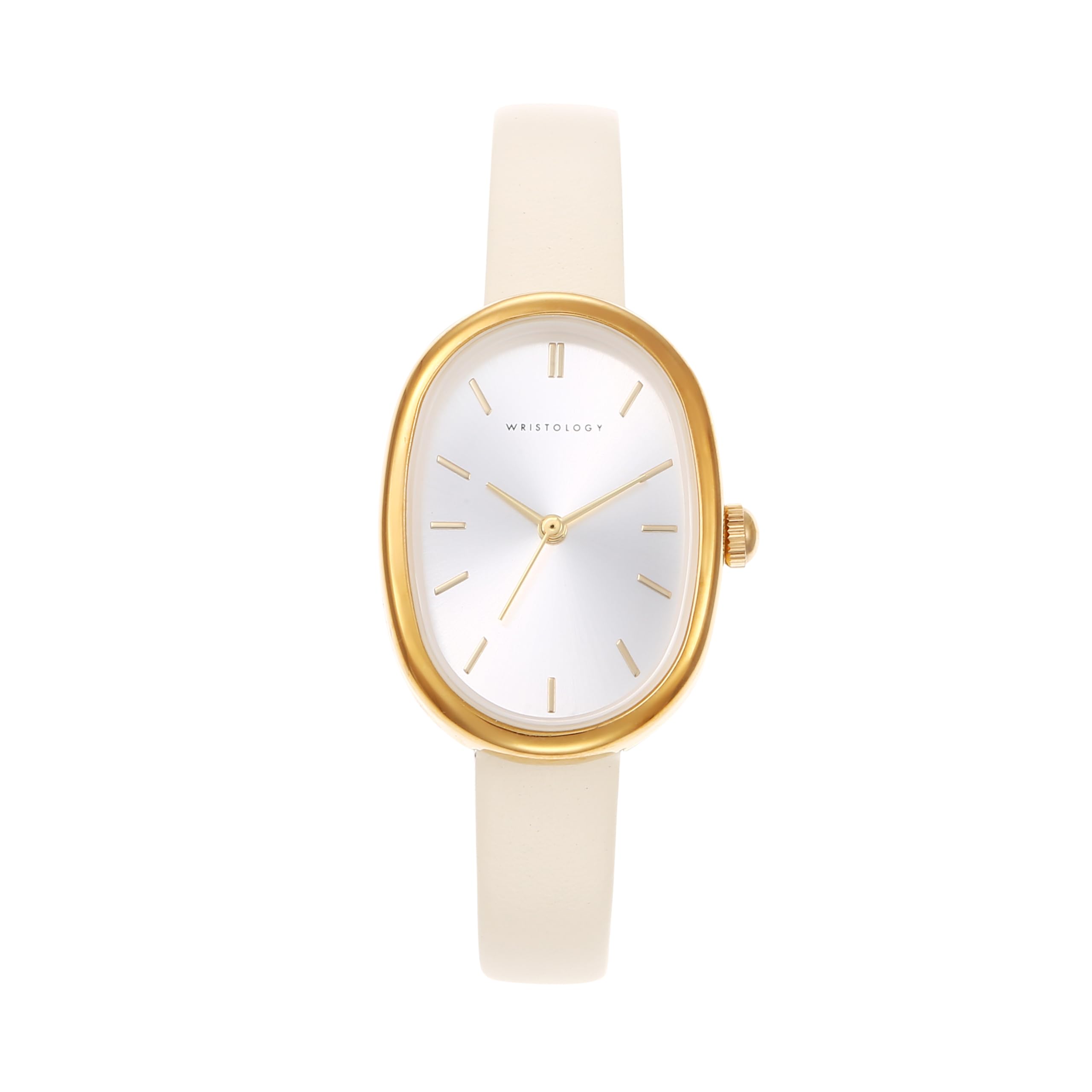 Michelle Oval Watch in Gold with Beige leather band, 24mm