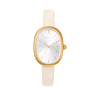Michelle Oval Watch in Gold with Beige leather band, 24mm