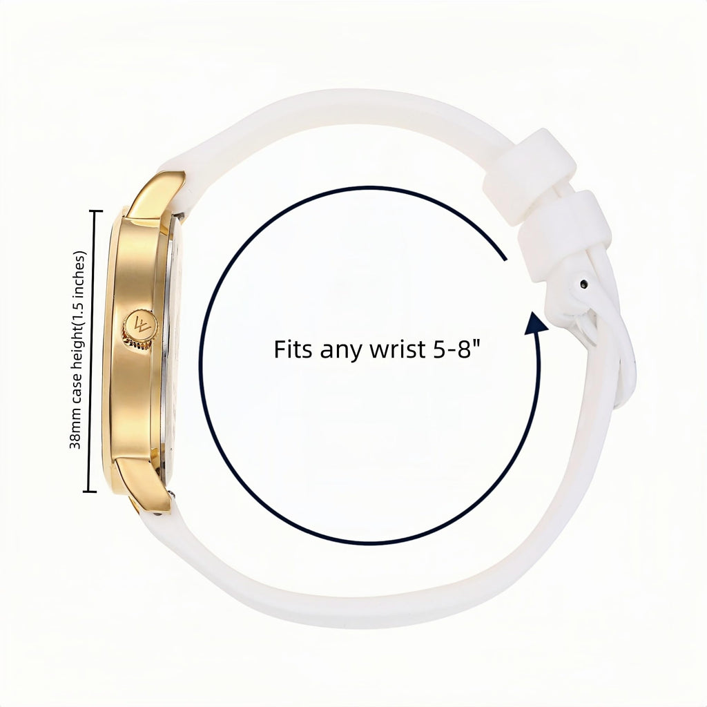 Olivia Numbers Silicone Watch in Gold with White silicone band, 38mm