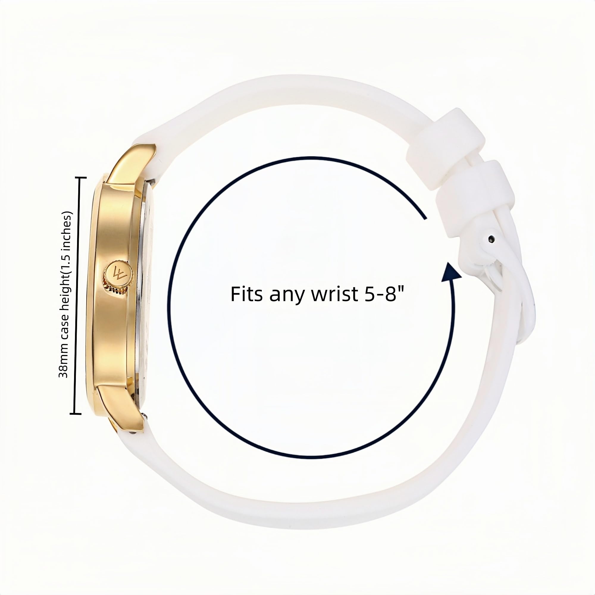 Olivia Numbers Silicone Watch in Gold with White silicone band, 38mm