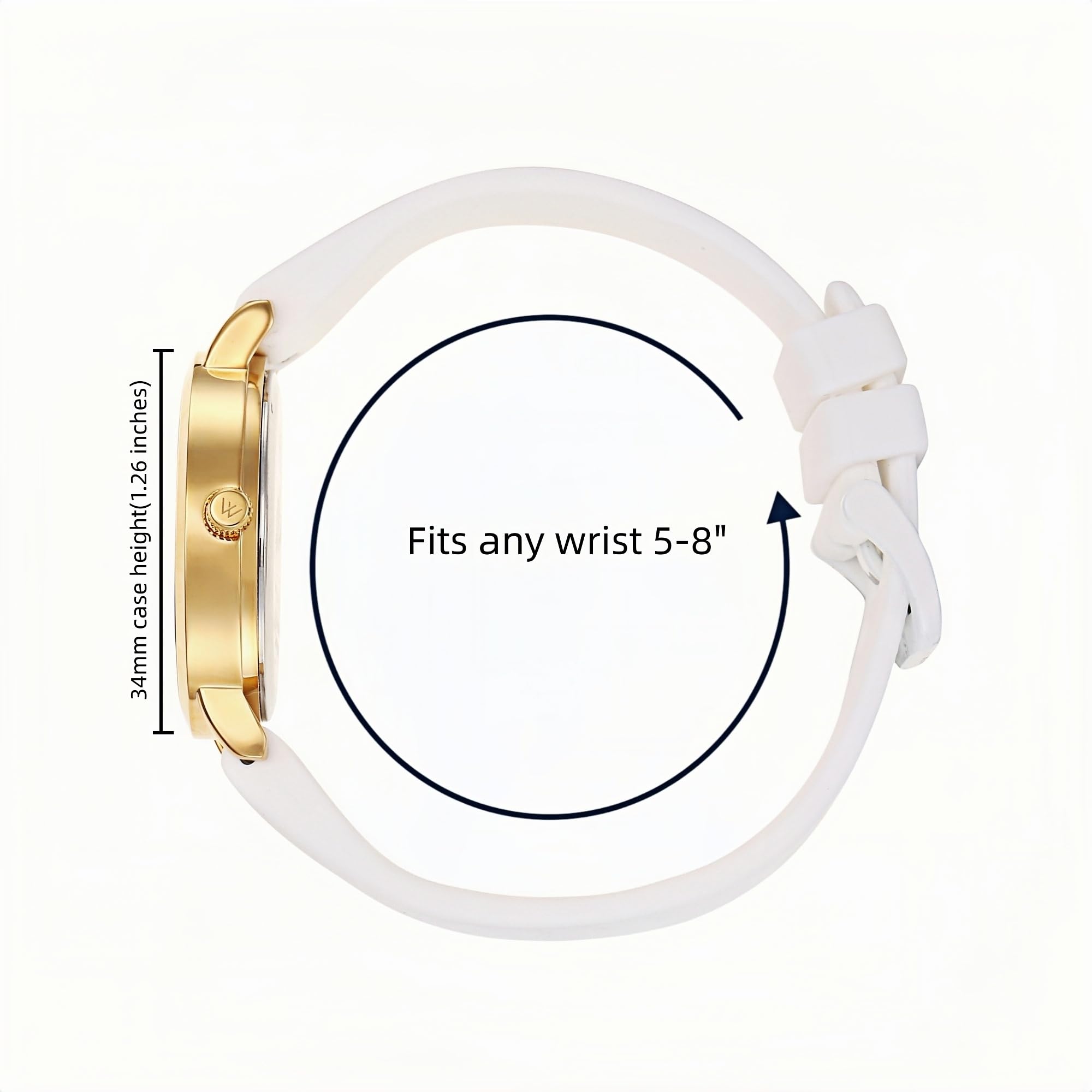 Olivia Numbers Silicone Watch in Gold with White silicone band, 34mm