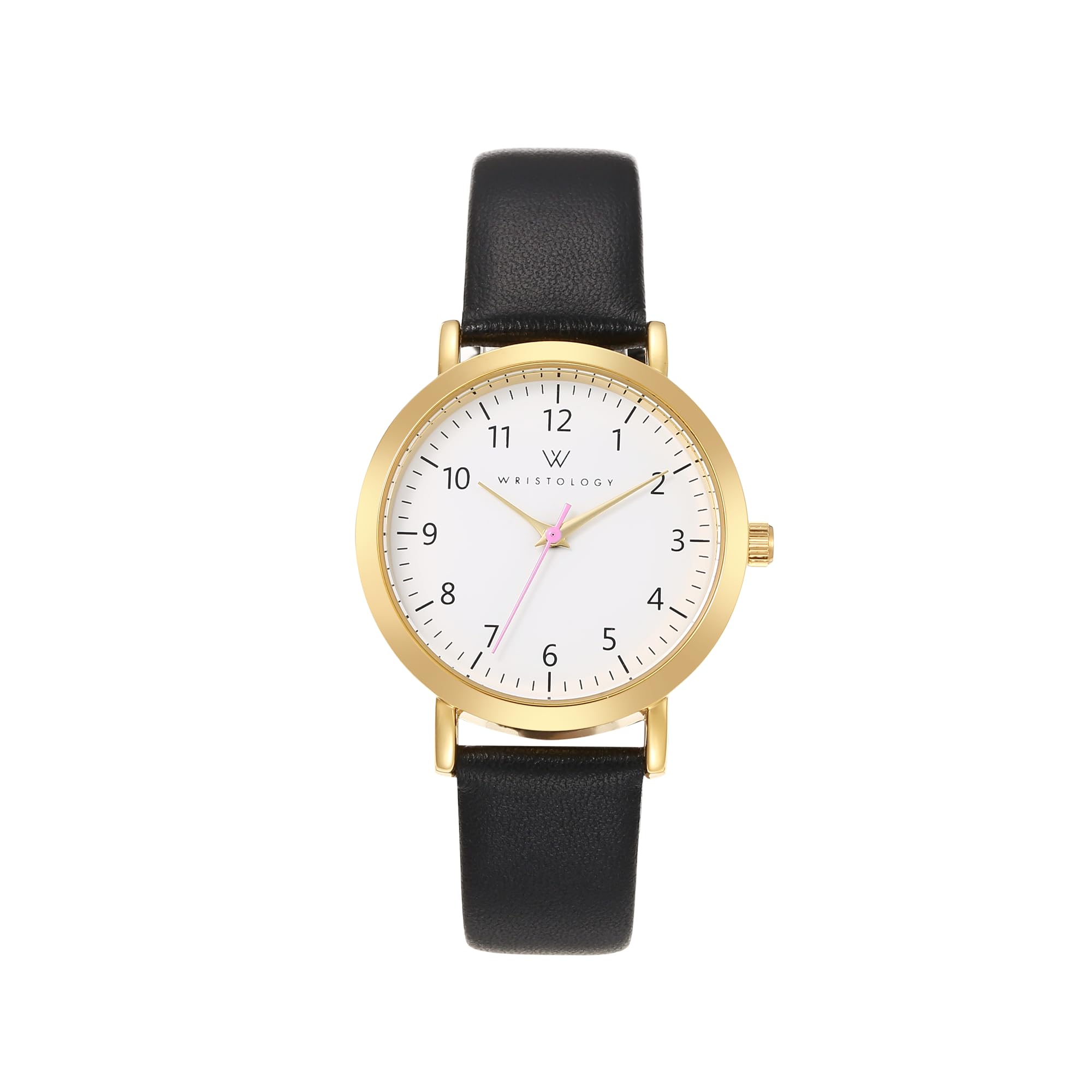 Olivia Numbers Leather Watch in Gold with Black leather band, 34mm