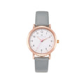 Olivia Numbers Leather Watch in Rose Gold with Grey leather band, 34mm