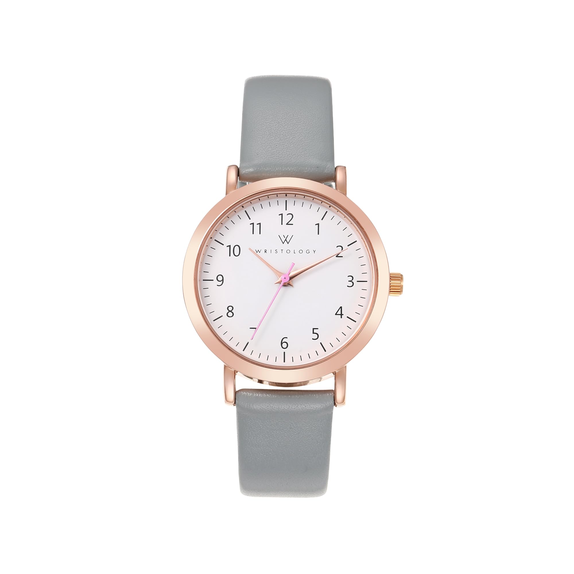 Olivia Numbers Leather Watch in Rose Gold with Grey leather band, 34mm