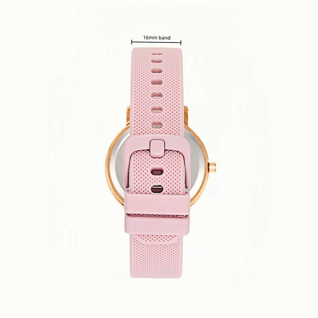 Olivia Numbers Silicone Watch in Rose Gold with Pink silicone band, 34mm