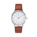 Olivia Numbers Leather Watch in Silver with Brown leather band, 38mm