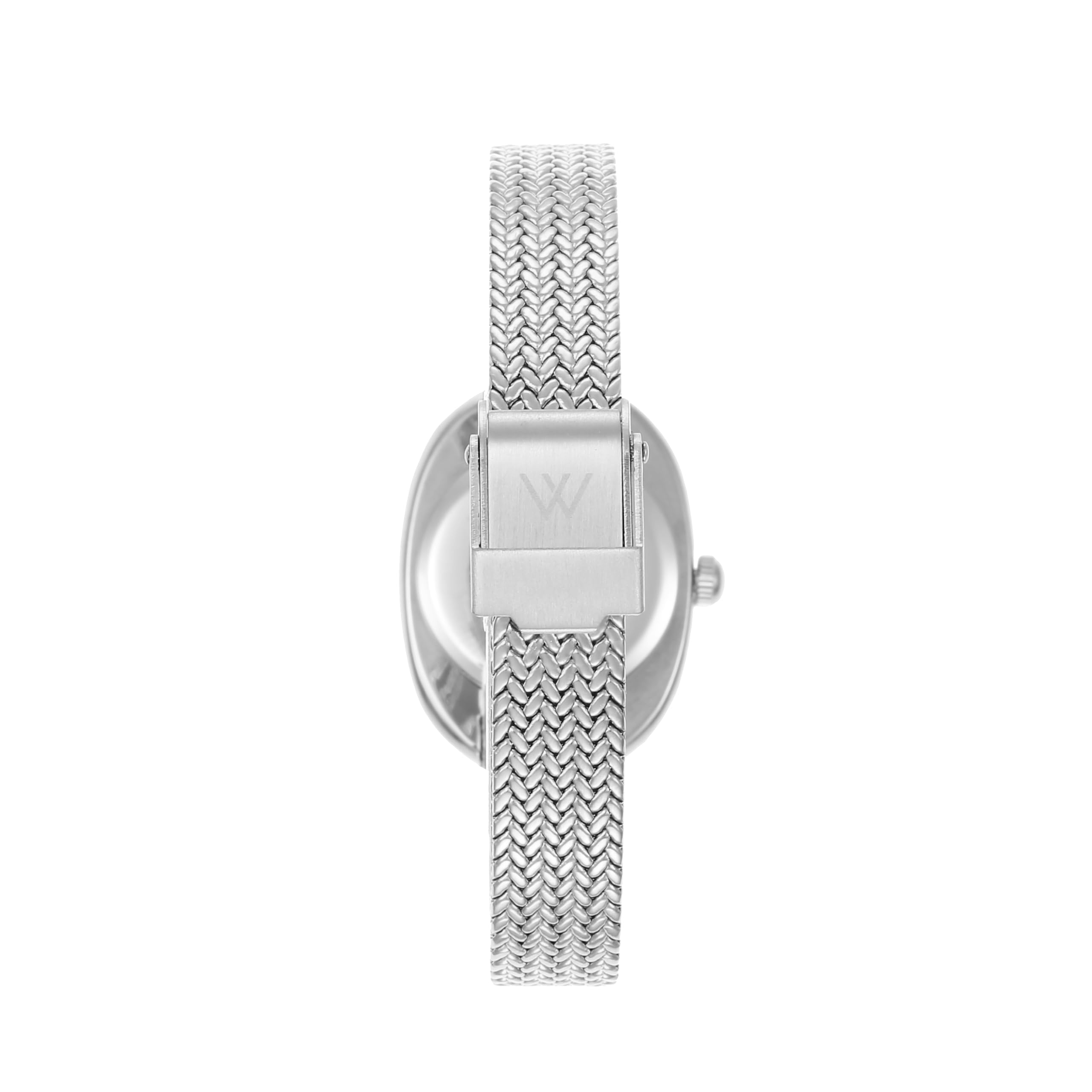 Michelle Oval Watch in Silver with Silver metal mesh band, 24mm