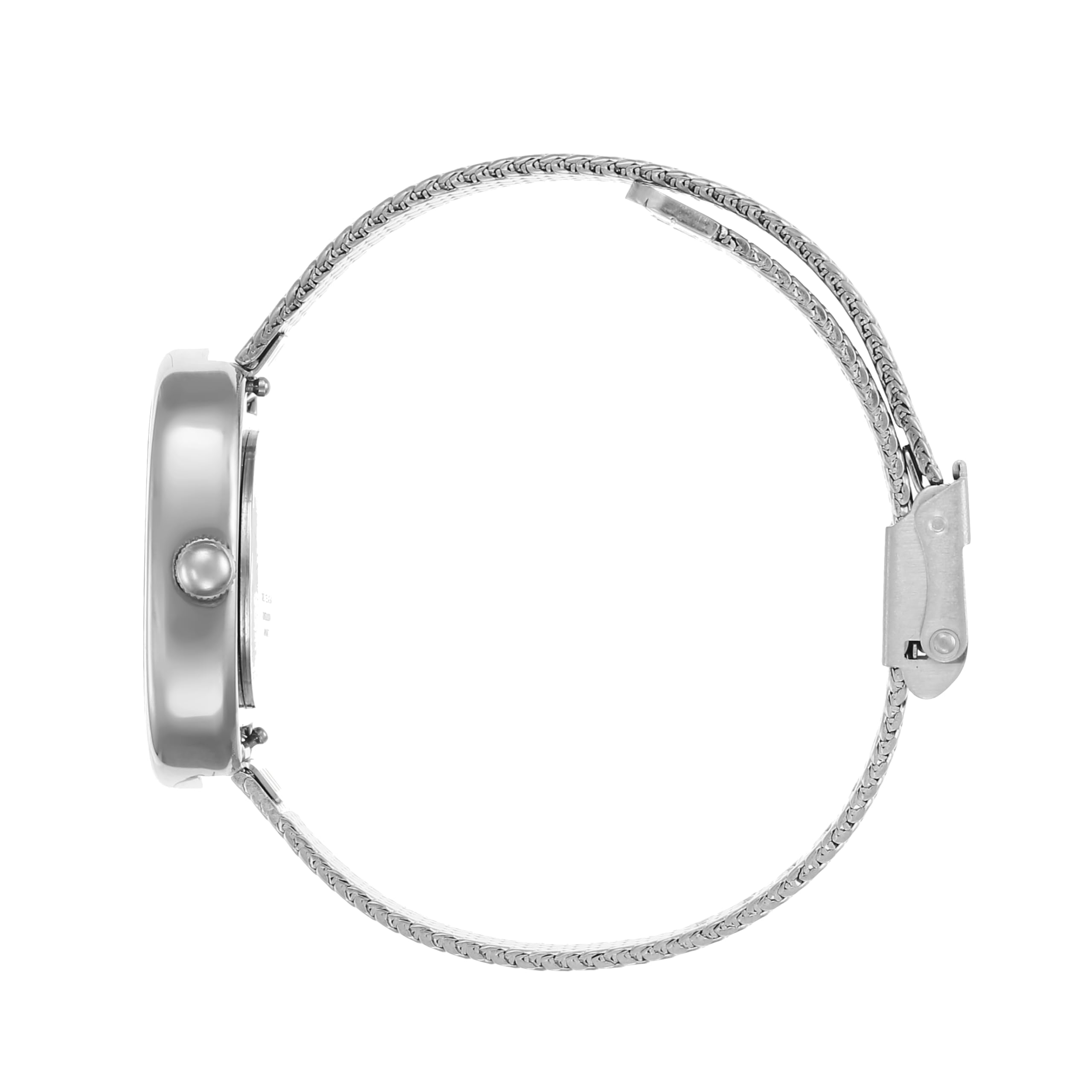 Michelle Oval Watch in Silver with Silver metal mesh band, 24mm