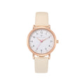 Olivia Numbers Leather Watch in Rose Gold with Beige leather band, 34mm