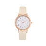 Olivia Numbers Leather Watch in Rose Gold with Beige leather band, 34mm