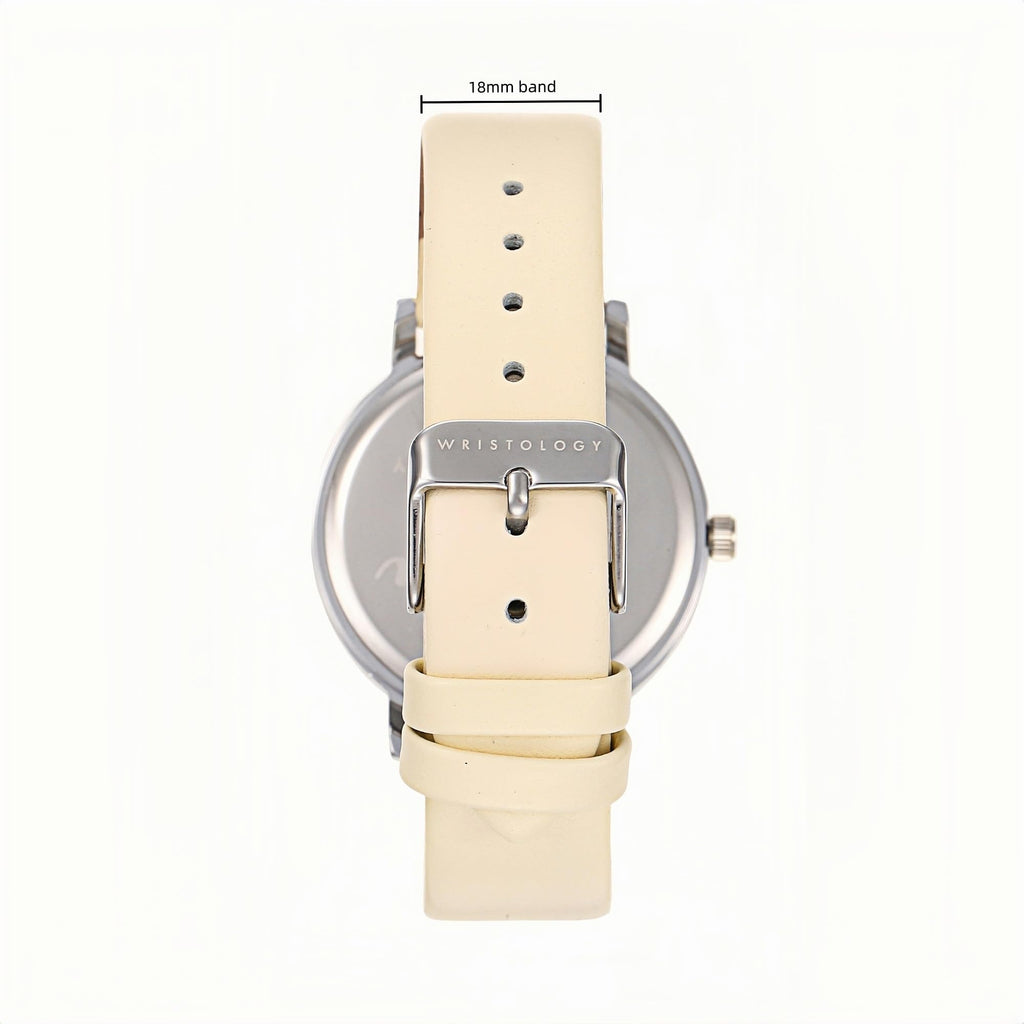 Olivia Leather Watch - Maxi (38mm) / Silver / Beige