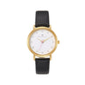 Olivia Crystal Watch in Gold with Black leather band, 34mm