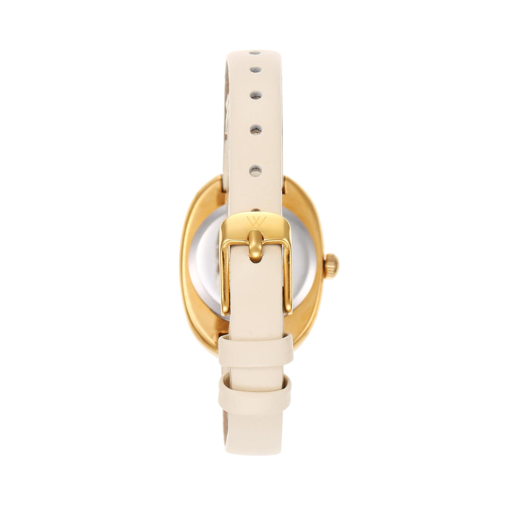 Michelle Oval Watch in Gold with Beige leather band, 24mm