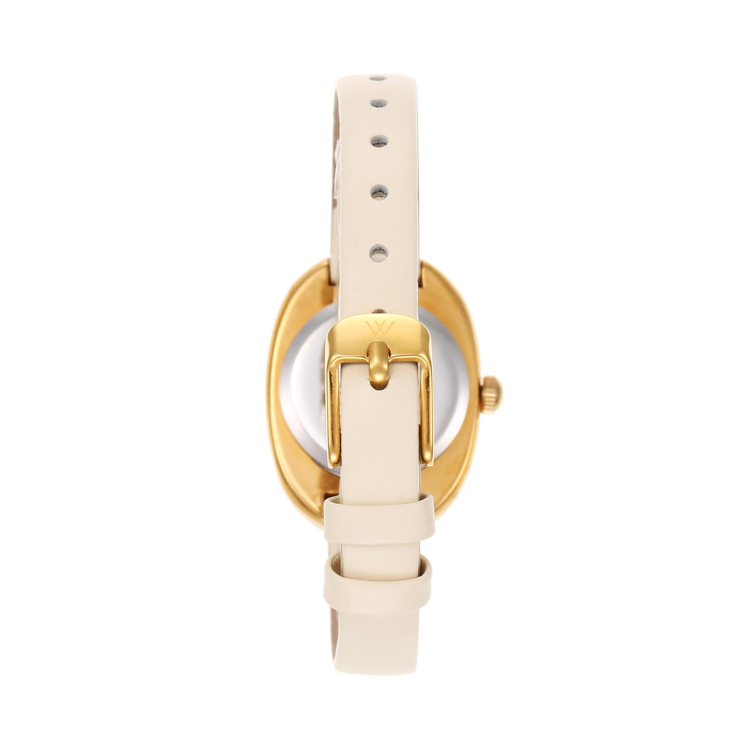 Michelle Oval Watch in Gold with Beige leather band, 24mm