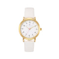 Olivia Numbers Leather Watch in Gold with White leather band, 34mm
