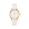 Olivia Numbers Leather Watch in Gold with White leather band, 34mm