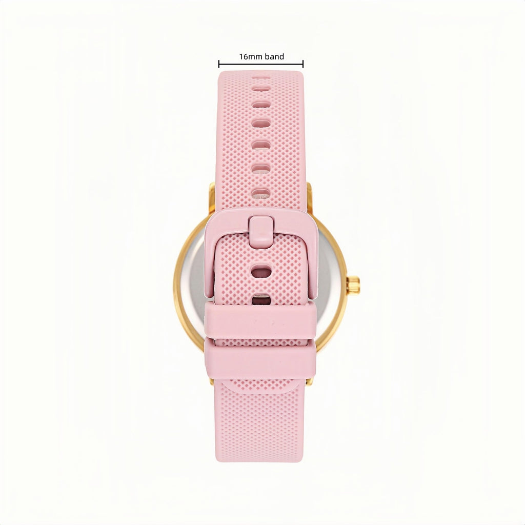 Olivia Numbers Silicone Watch in Gold with Pink silicone band, 34mm